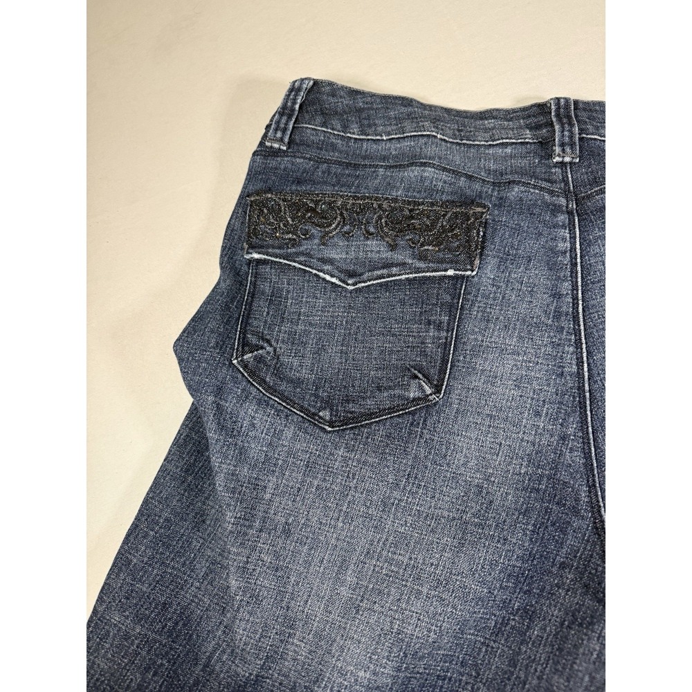 Ooh La La Bootcut Boogie Jeans Women's 14 Blue Bootcut Denim Embroidered 32L - Picture 10 of 11